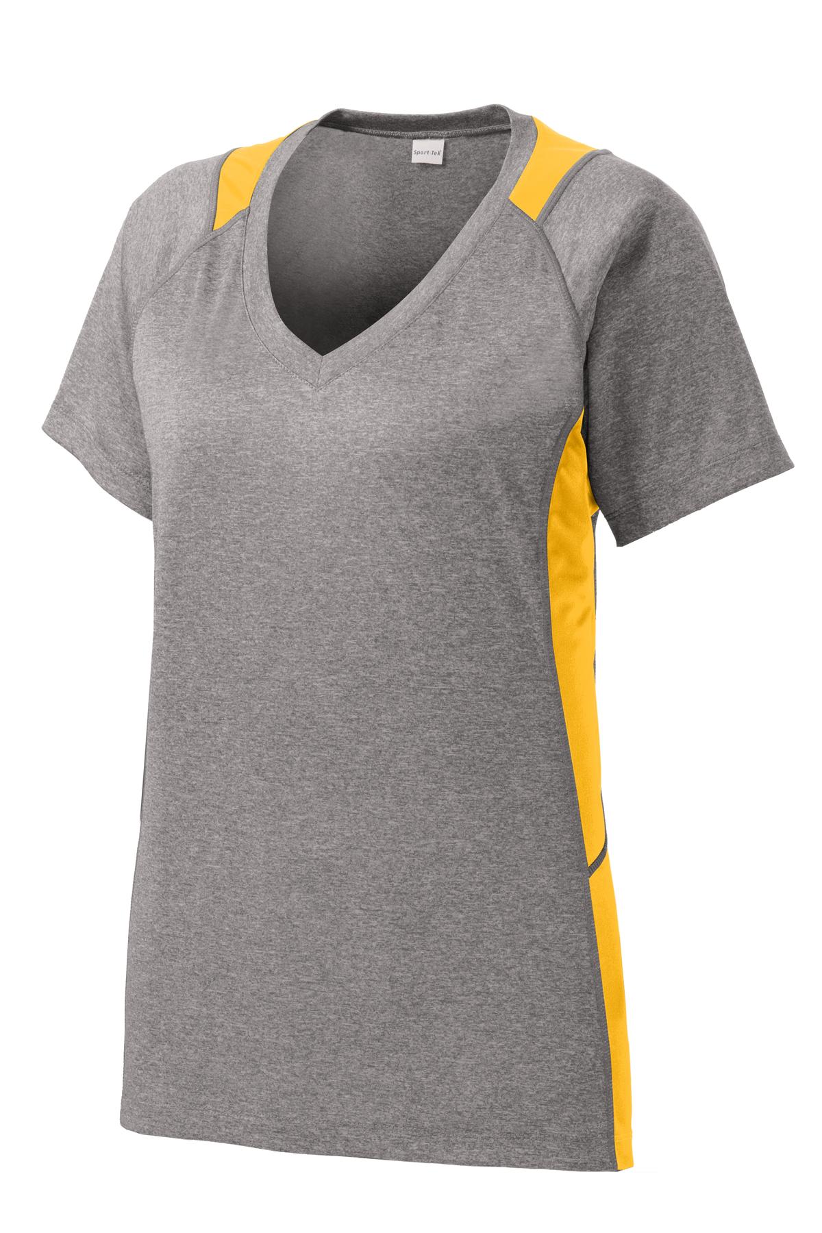 Sport-Tek® Women's Heather Colorblock Contender V-Neck Tee
