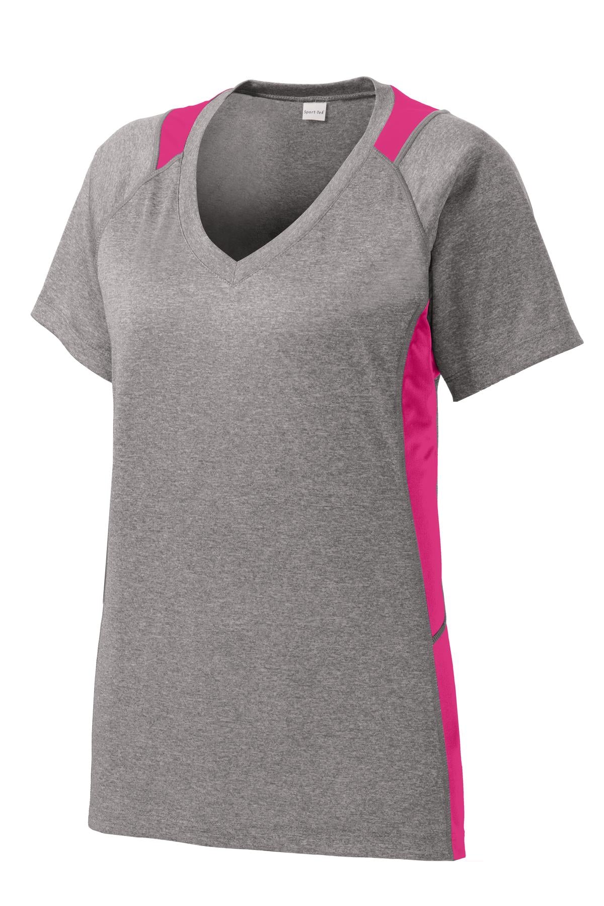 Sport-Tek® Women's Heather Colorblock Contender V-Neck Tee