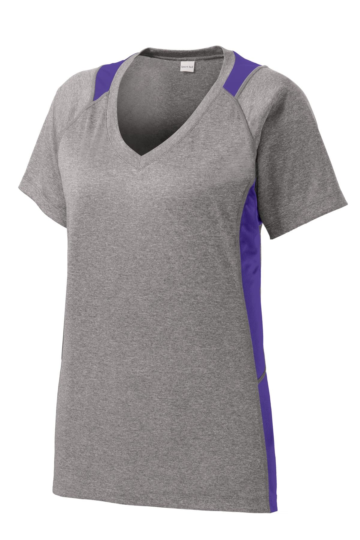 Sport-Tek® Women's Heather Colorblock Contender V-Neck Tee