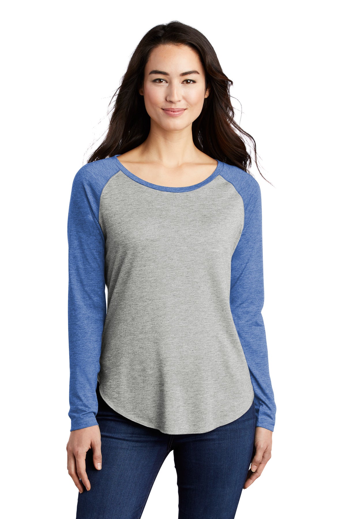 Sport-Tek® Women's PosiCharge® Long Sleeve Tri-Blend Wicking Scoop Neck Raglan Tee