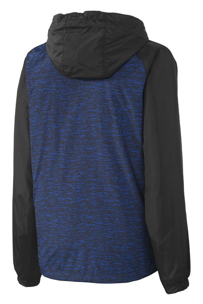DISCONTINUED - Sport-Tek® Ladies Heather Colorblock Raglan Hooded Wind Jacket