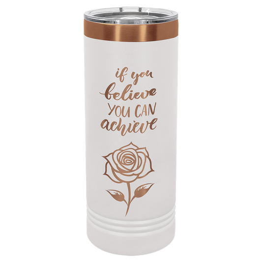 Custom Polar Camel® 22 oz. Rose Gold ION-Plated Skinny Tumbler with Slider Lid