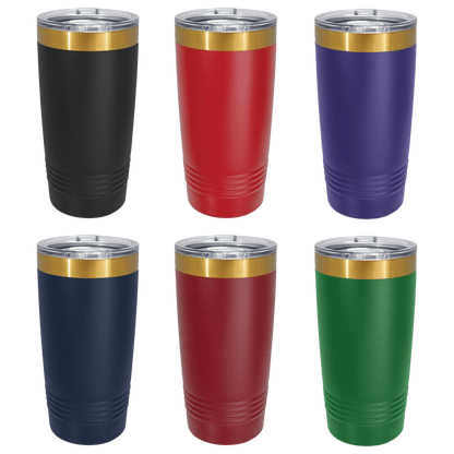 Custom Polar Camel® 20 oz Bright Gold ION-Plated Ringneck Tumbler with Slider Lid