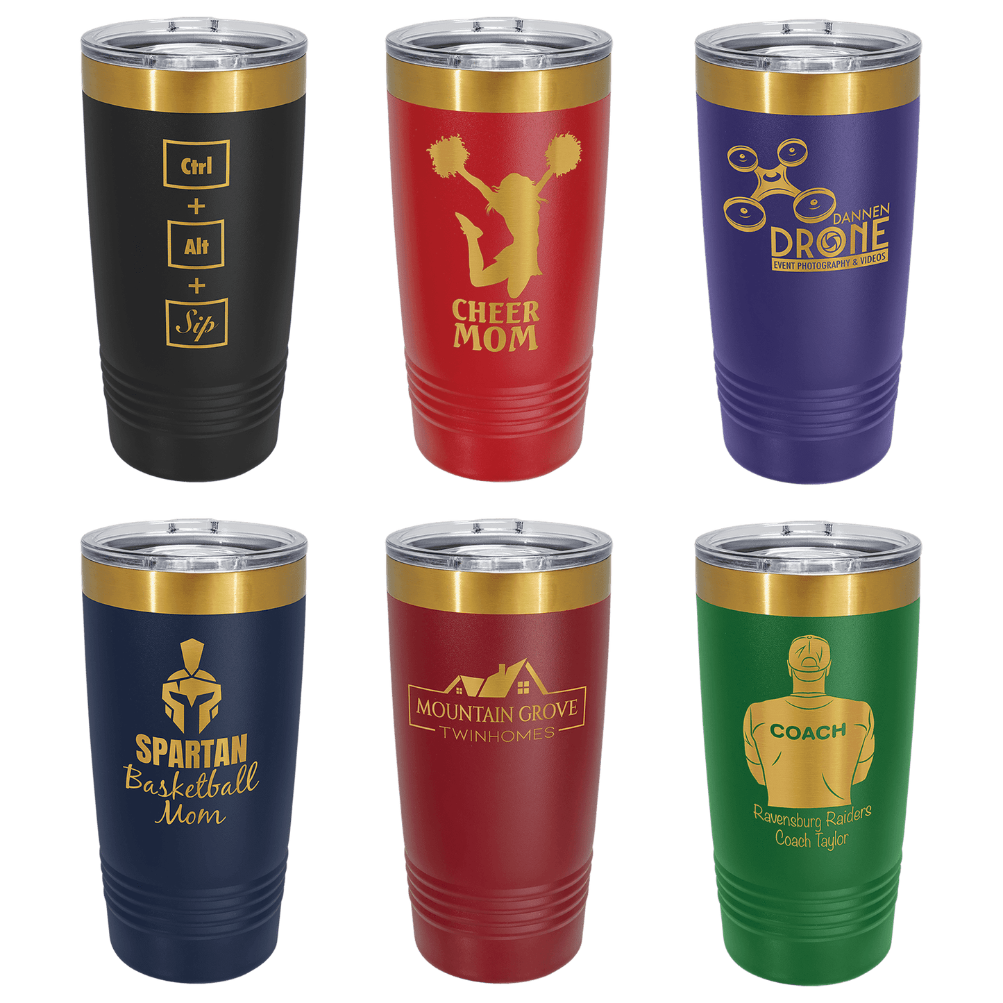 Custom Polar Camel® 20 oz Bright Gold ION-Plated Ringneck Tumbler with Slider Lid