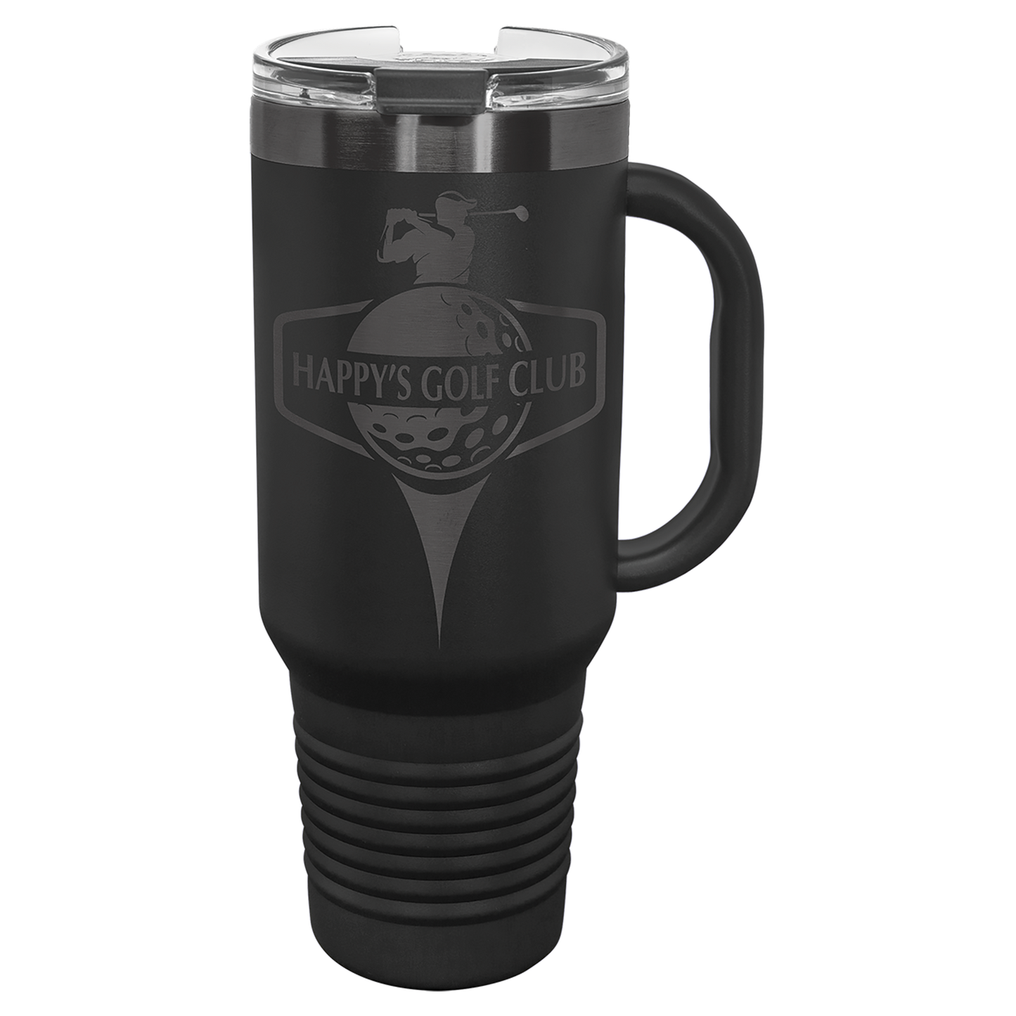 Custom Polar Camel® 40 oz. Ghost Black ION-Plated Travel Mug with Handle & Straw