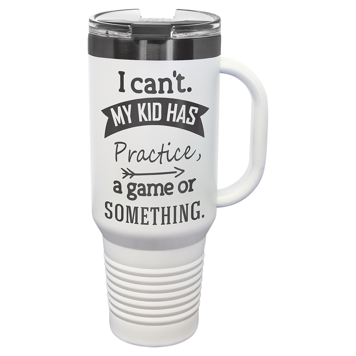 Custom Polar Camel® 40 oz. Ghost Black ION-Plated Travel Mug with Handle & Straw