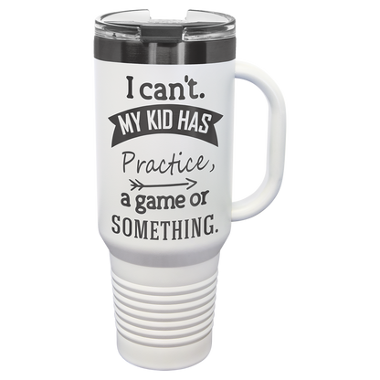 Custom Polar Camel® 40 oz. Ghost Black ION-Plated Travel Mug with Handle & Straw