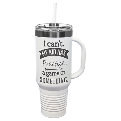 Custom Polar Camel® 40 oz. Ghost Black ION-Plated Travel Mug with Handle & Straw