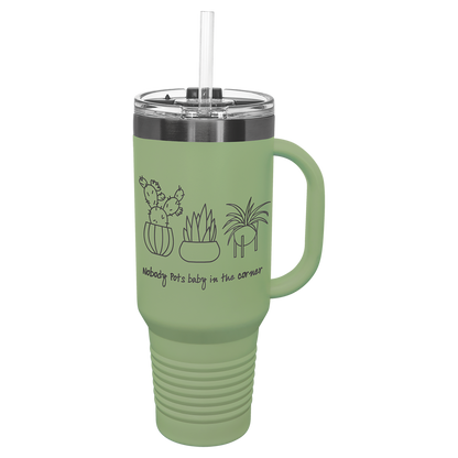 Polar Camel® 40 oz. LIMITED EDITION 2025 Ghost Black ION-Plated Travel Mug with Handle & Straw