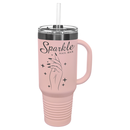 Polar Camel® 40 oz. LIMITED EDITION 2025 Ghost Black ION-Plated Travel Mug with Handle & Straw