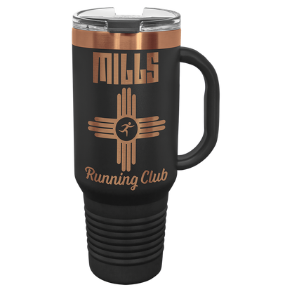 Custom Polar Camel® 40 oz. Rose Gold Black ION-Plated Travel Mug with Handle & Straw
