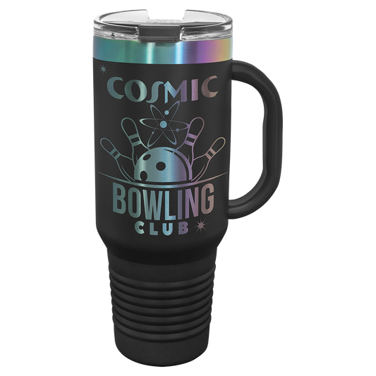 Custom Polar Camel® 40oz Prismatic Effect ION-Plated Travel Mug with Handle & Straw