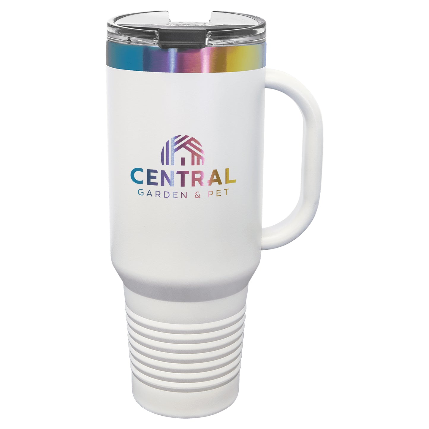 Central Garden Polar Camel® 40oz Prismatic Effect ION-Plated Travel Mug with Handle & Straw