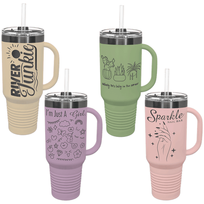 Polar Camel® 40 oz. LIMITED EDITION 2025 Ghost Black ION-Plated Travel Mug with Handle & Straw
