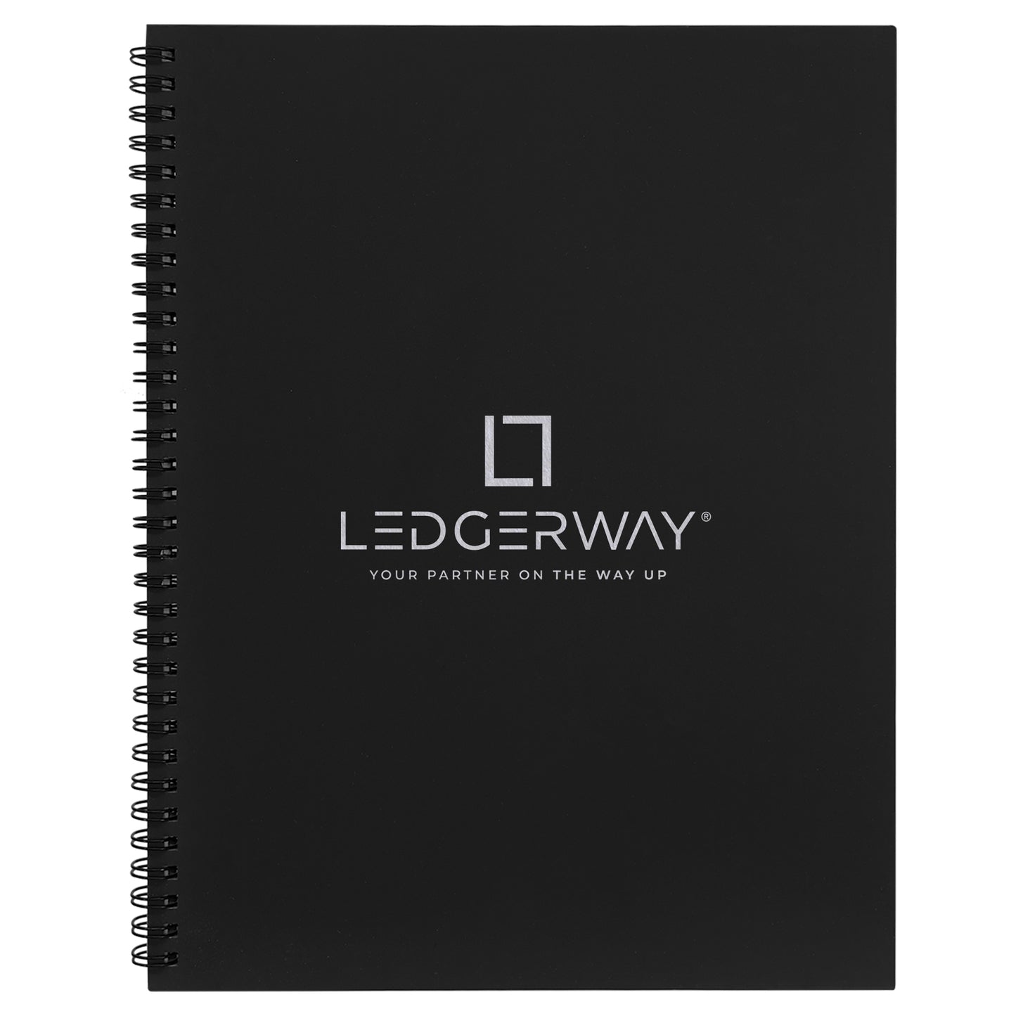 LEDGERWAY Stacked Logo engraved Lazerburst Spiral Notebook 8 1/2" x 11"