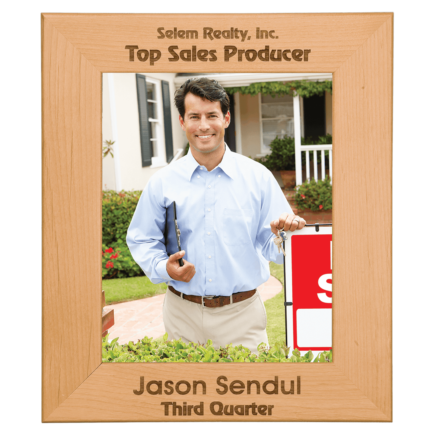Custom Red Alder 3.5" x 5" Photo Frame with Engraved Logo