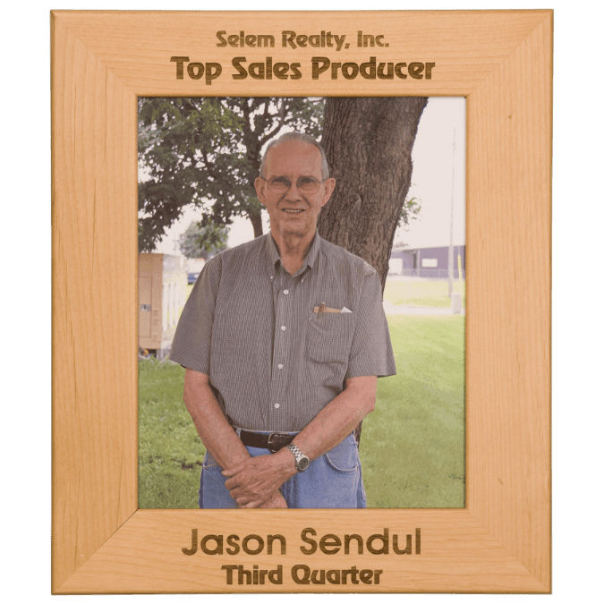 Custom Red Alder 3.5" x 5" Photo Frame with Engraved Logo