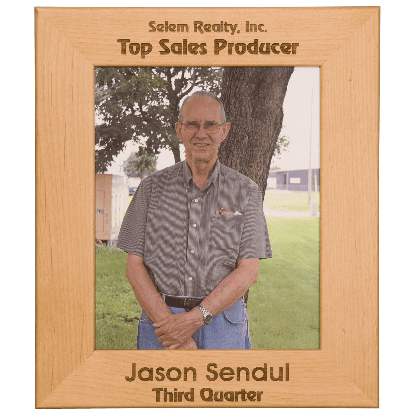 Custom Red Alder 3.5" x 5" Photo Frame with Engraved Logo