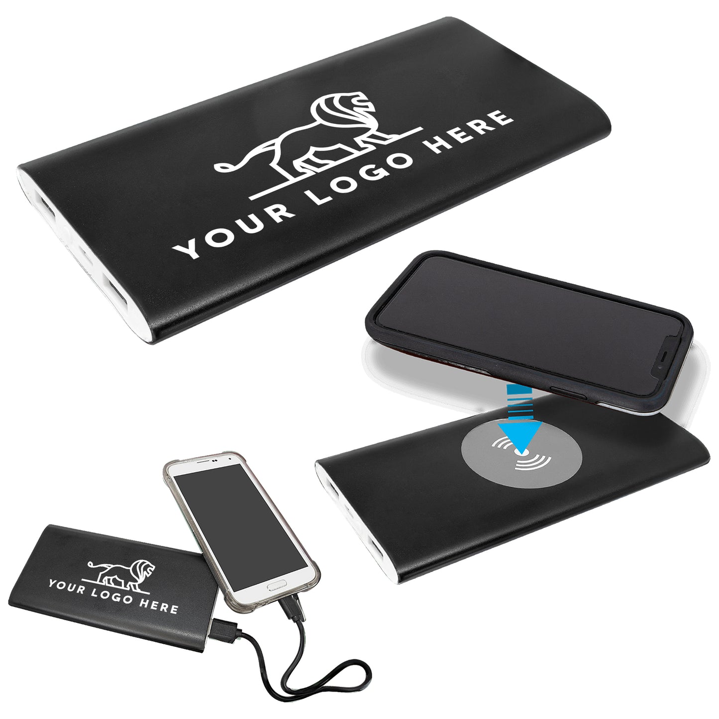 8000mAh Power Bank & Wireless Charger with USB-C Cord