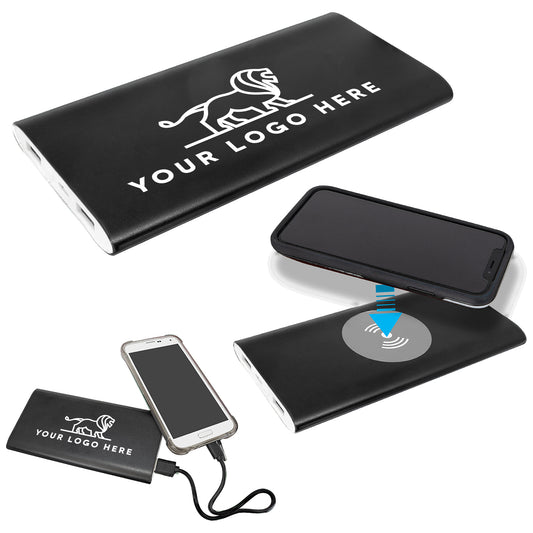 8000mAh Power Bank & Wireless Charger with USB-C Cord