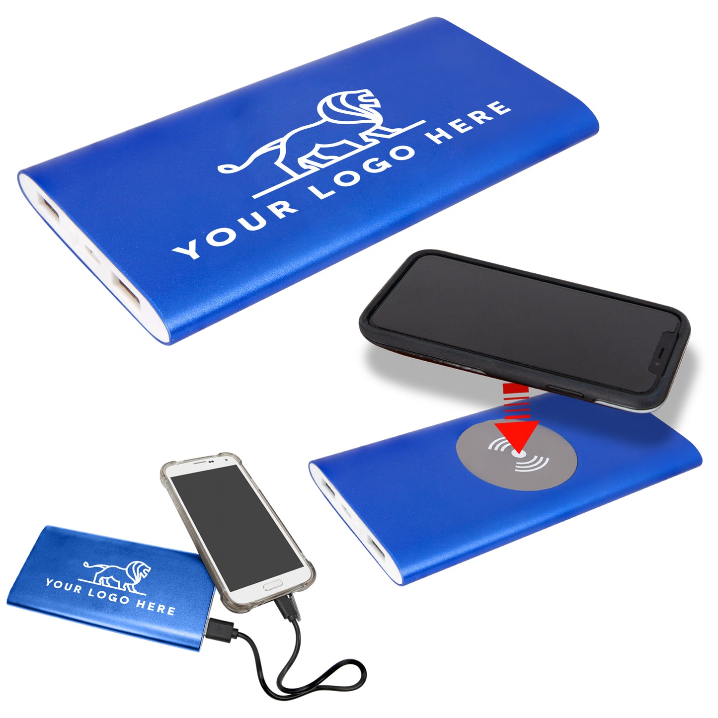 8000mAh Power Bank & Wireless Charger with USB-C Cord