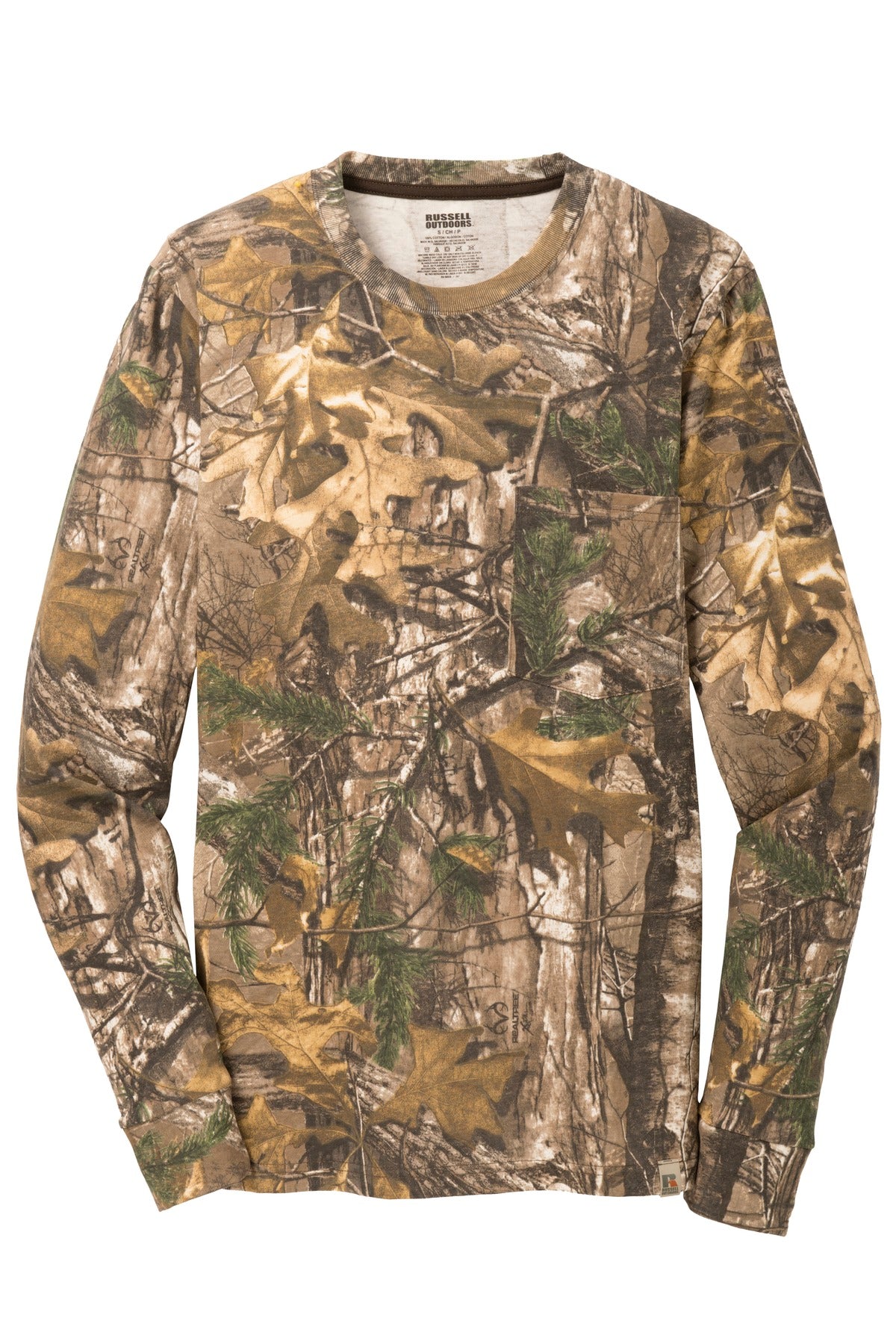 Russell Outdoors Realtree® Long Sleeve Explorer 100% Cotton T-Shirt with Pocket