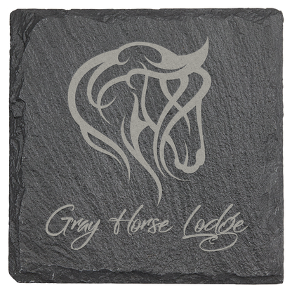 Custom Laser Engraved 4" x 4" Square Slate Coaster
