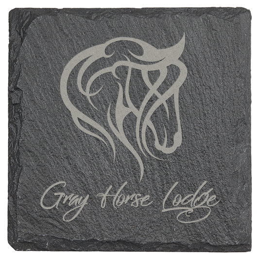 Custom Laser Engraved 4" x 4" Square Slate Coaster