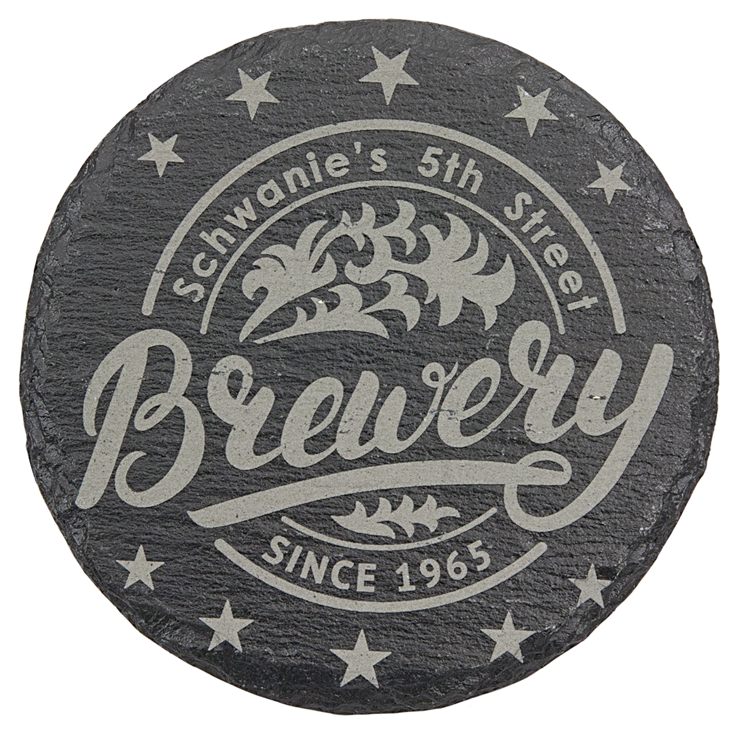4" Round Slate Coaster – Custom Laser Engraved