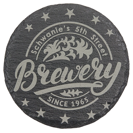 4" Round Slate Coaster – Custom Laser Engraved