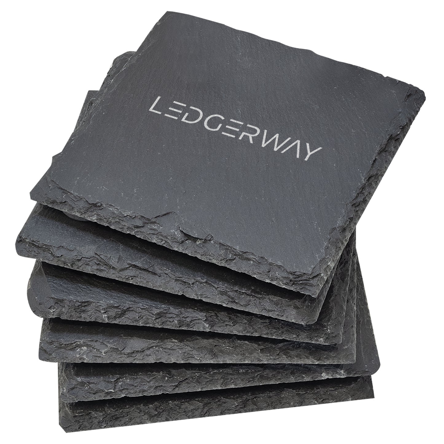 LEDGERWAY 6 Piece Square Slate Coaster Set