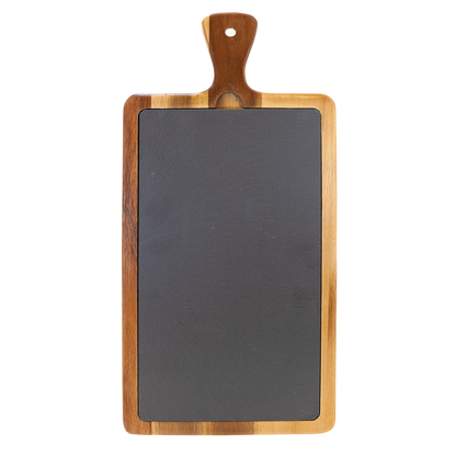 Acacia Wood/Slate Serving and Cutting Board with Handle