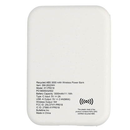 Recycled ABS 3000 mAh Wireless Power Bank with Full Color Print