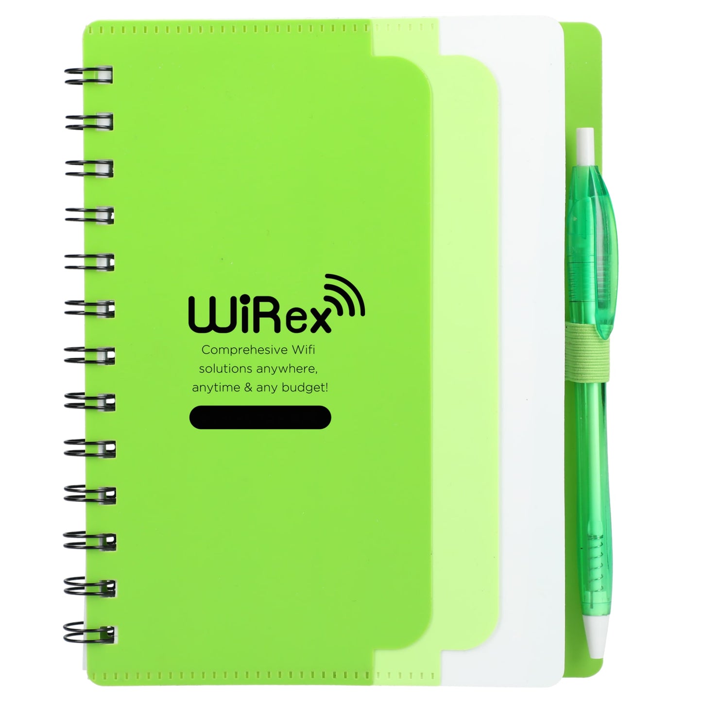 5" x 7" Recycled Dual Pocket Spiral Notebook w Pen