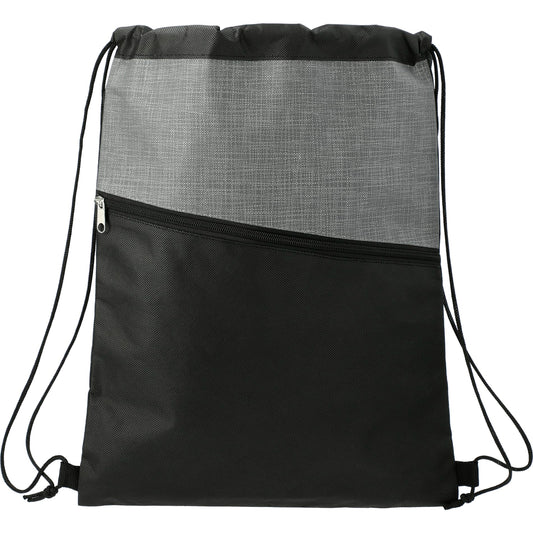 Cross Weave Zippered Drawstring Bag