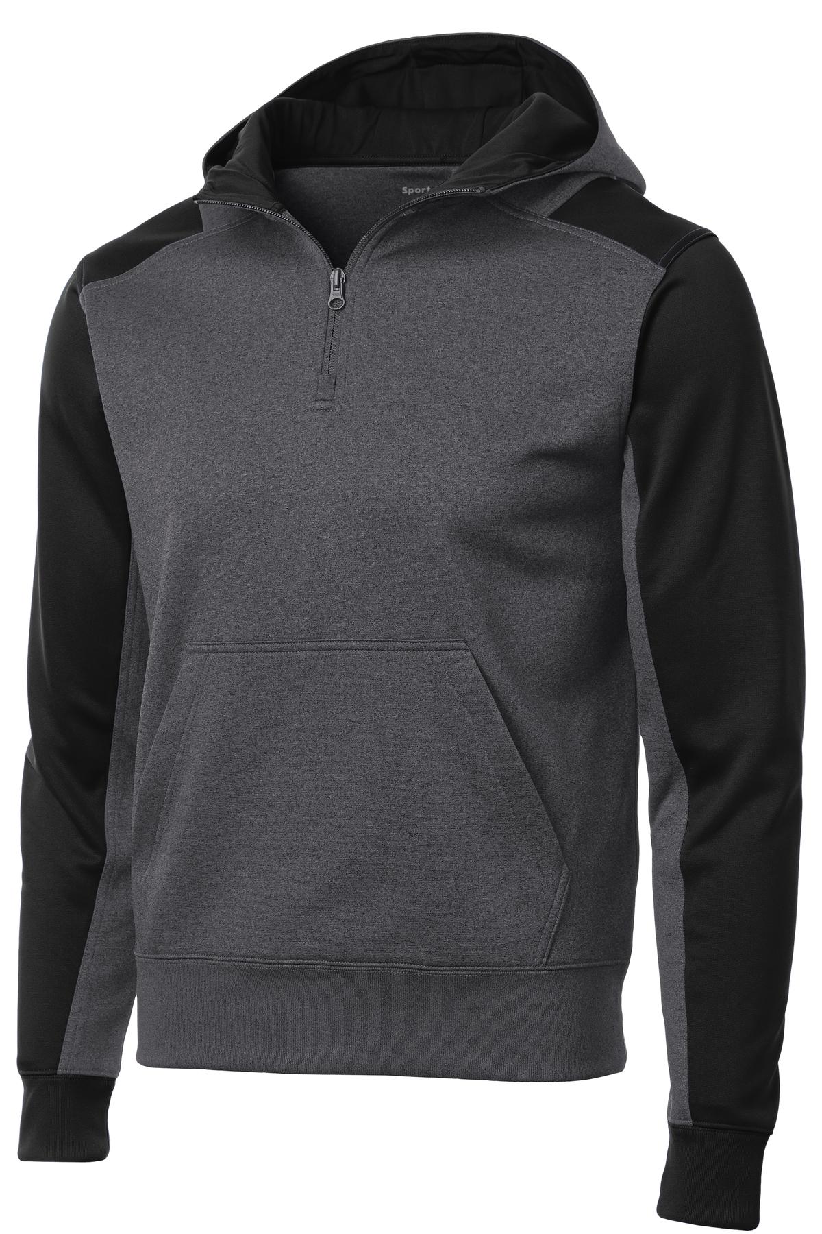 Sport-Tek® Tech Fleece Colorblock 1/4-Zip Hooded Sweatshirt