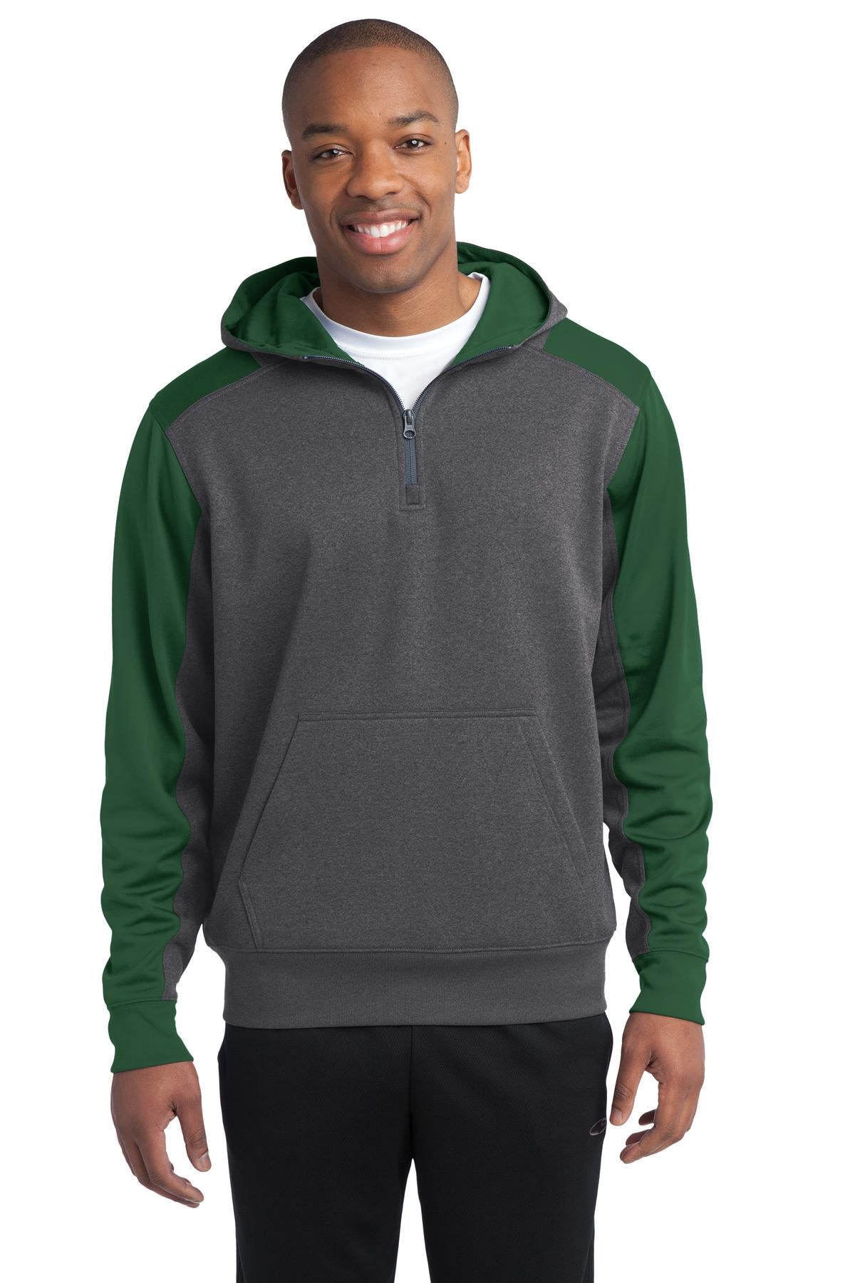 Sport-Tek® Tech Fleece Colorblock 1/4-Zip Hooded Sweatshirt
