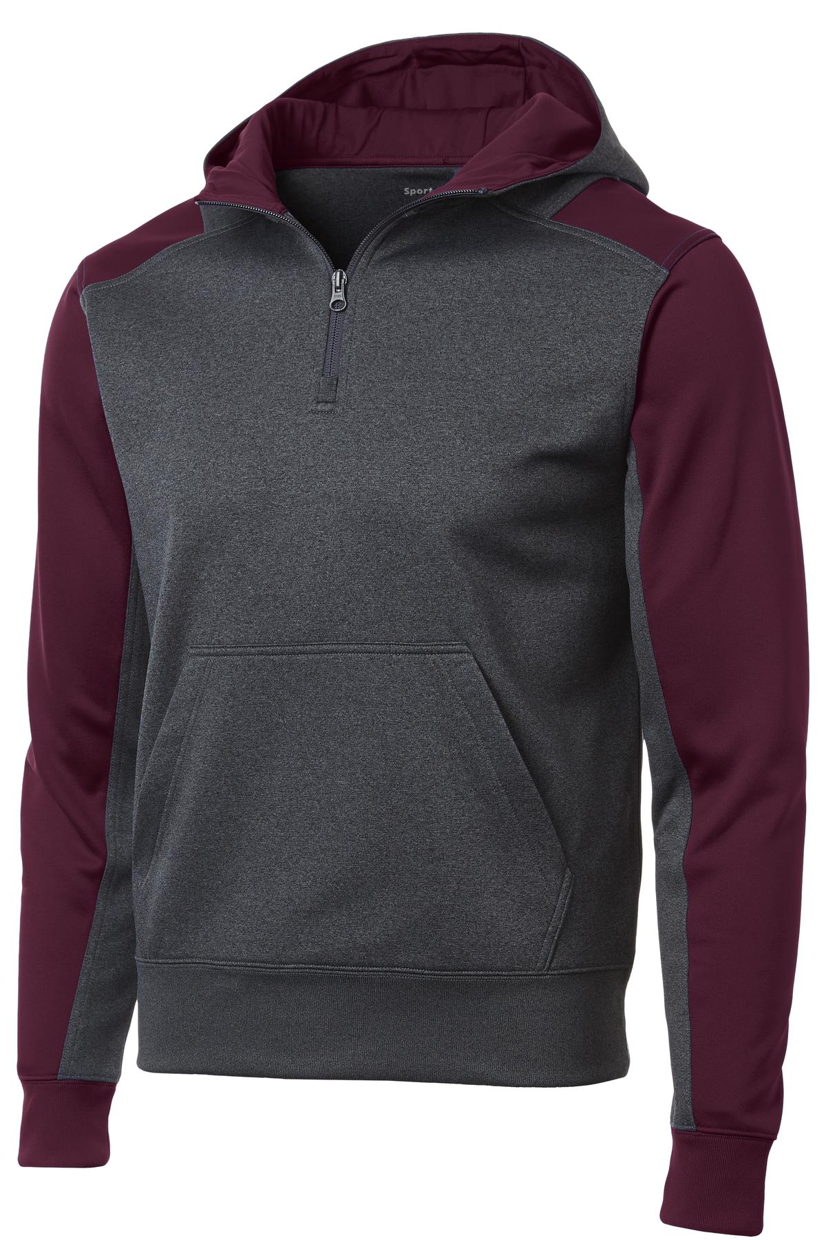 Sport-Tek® Tech Fleece Colorblock 1/4-Zip Hooded Sweatshirt