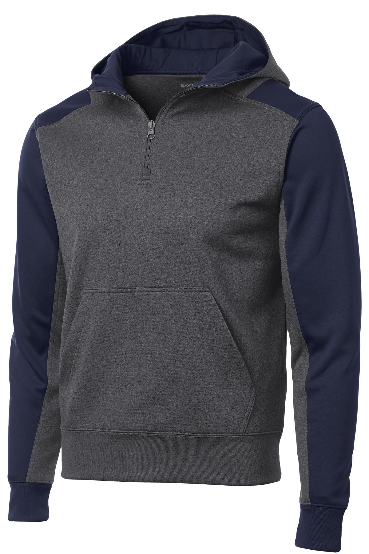 Sport-Tek® Tech Fleece Colorblock 1/4-Zip Hooded Sweatshirt