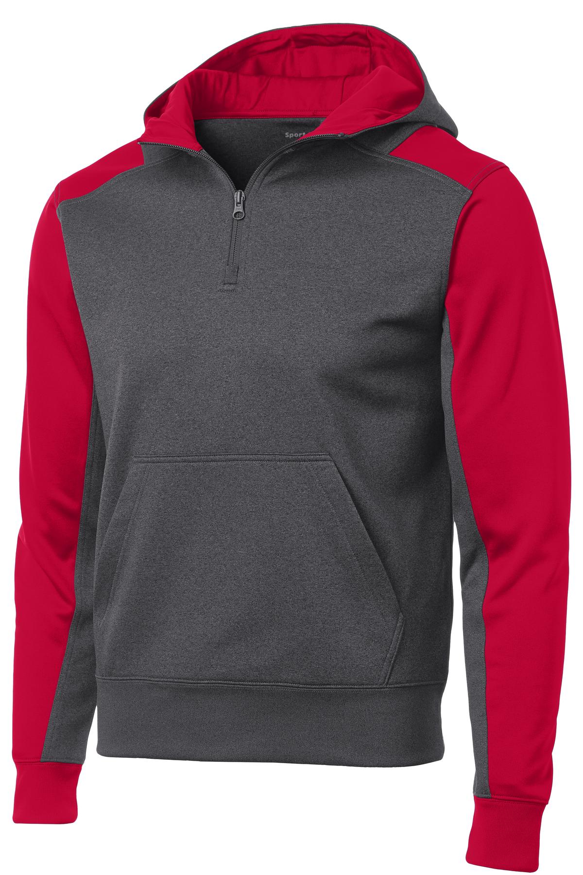 Sport-Tek® Tech Fleece Colorblock 1/4-Zip Hooded Sweatshirt
