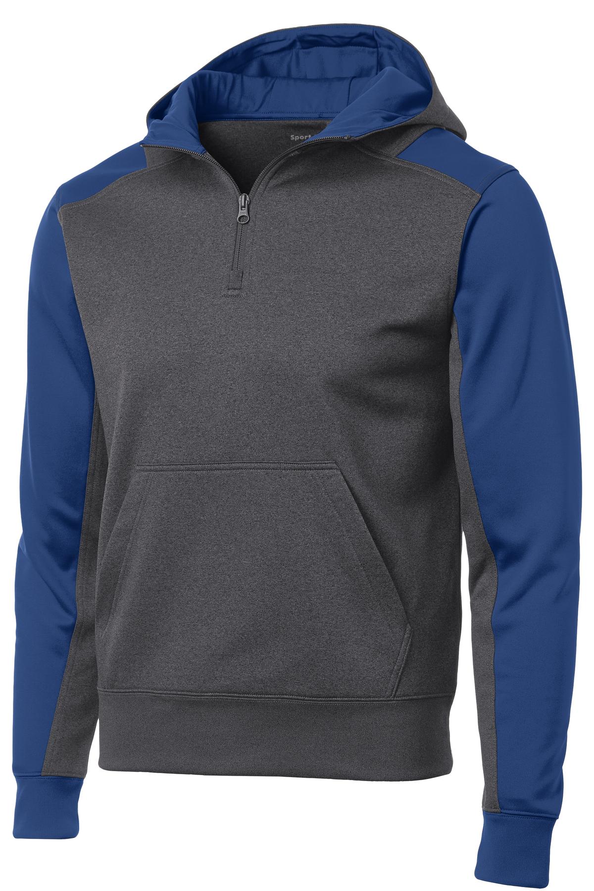 Sport-Tek® Tech Fleece Colorblock 1/4-Zip Hooded Sweatshirt