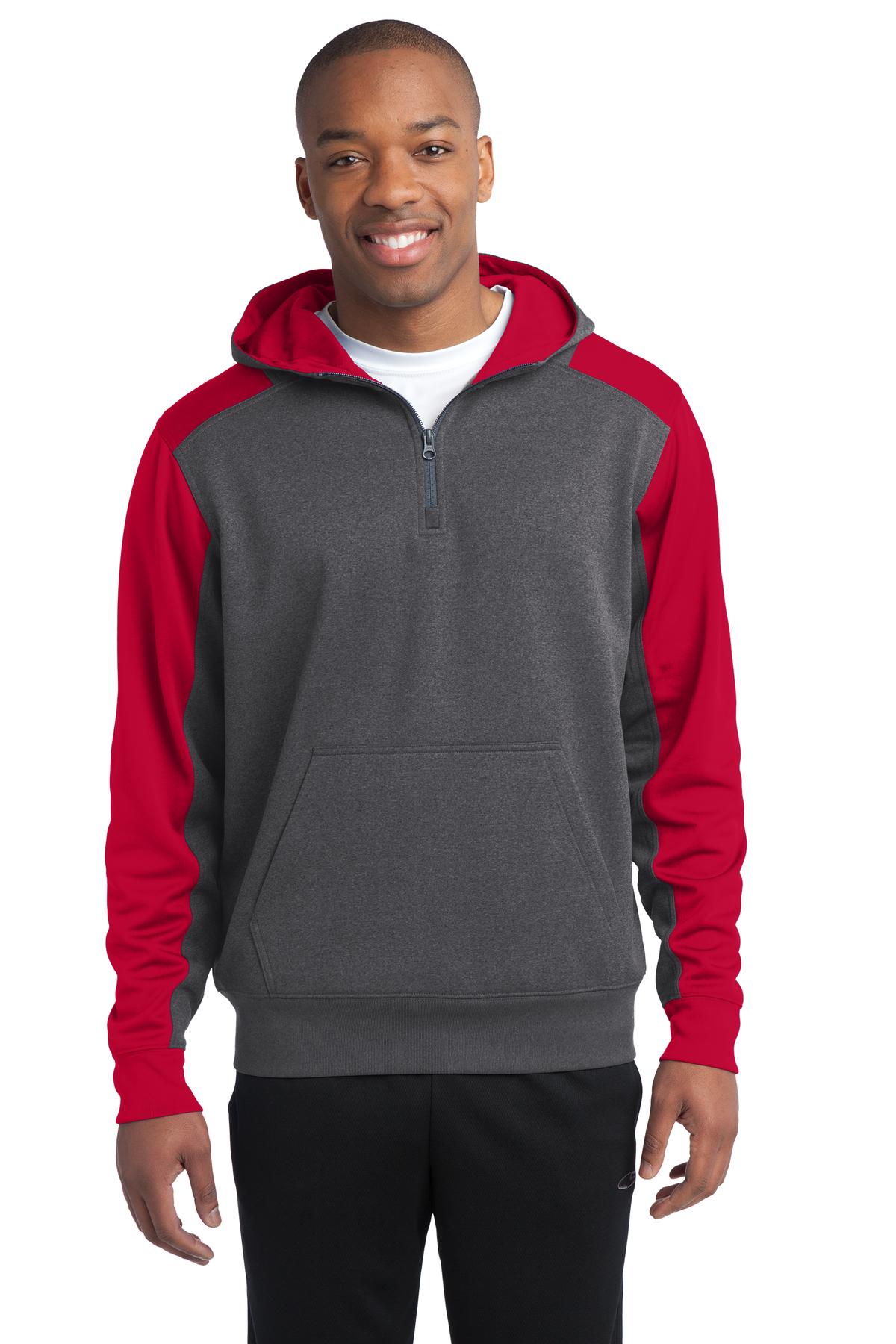 Sport-Tek® Tech Fleece Colorblock 1/4-Zip Hooded Sweatshirt
