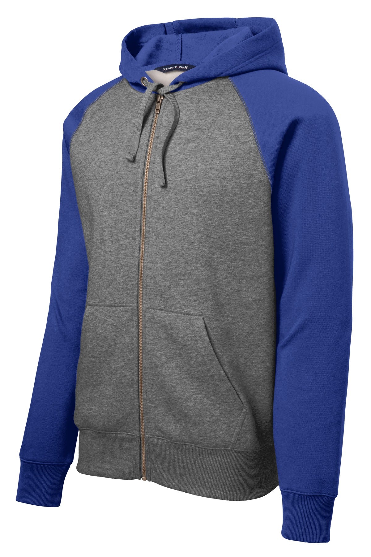 Sport-Tek® Raglan Colorblock Full-Zip Hooded Fleece Jacket