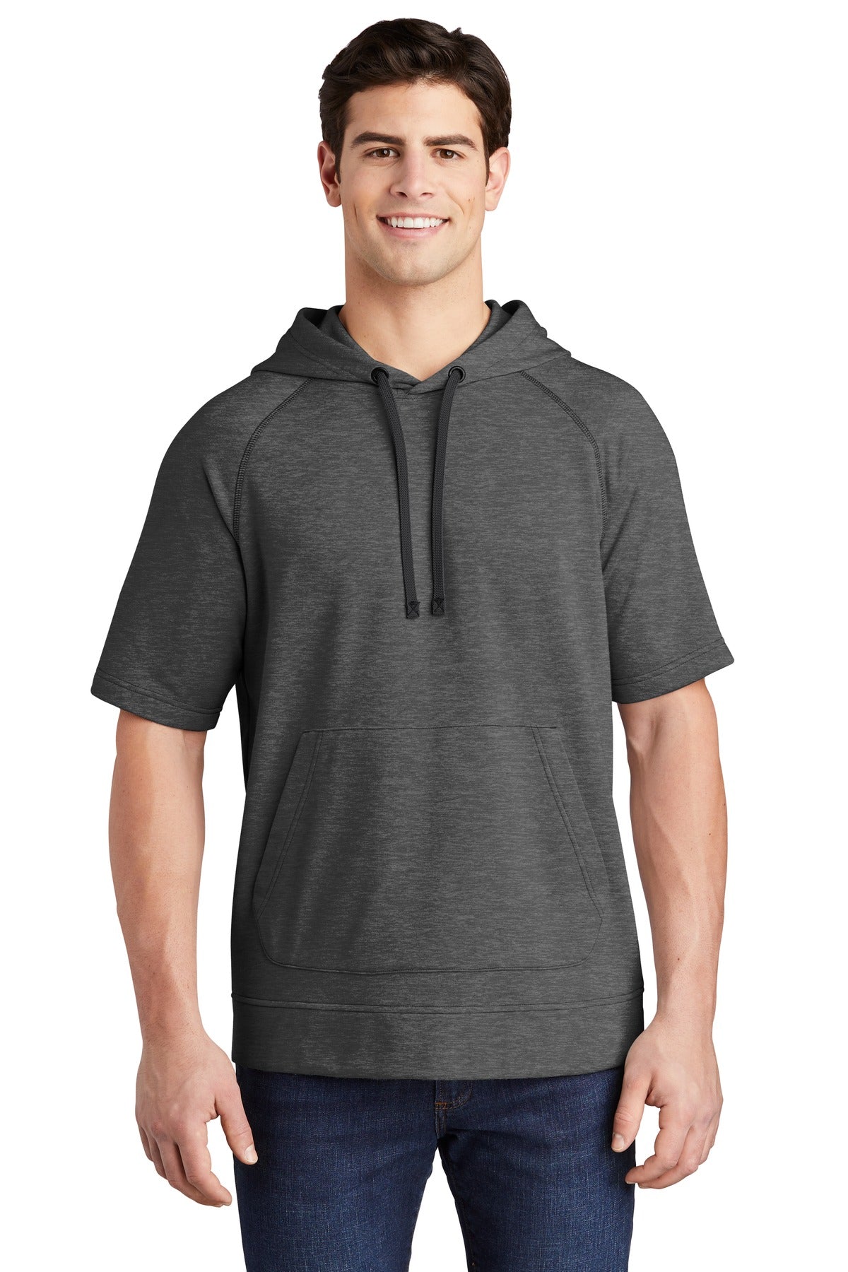 Sport-Tek® PosiCharge® Tri-Blend Wicking Fleece Short Sleeve Hooded Pullover