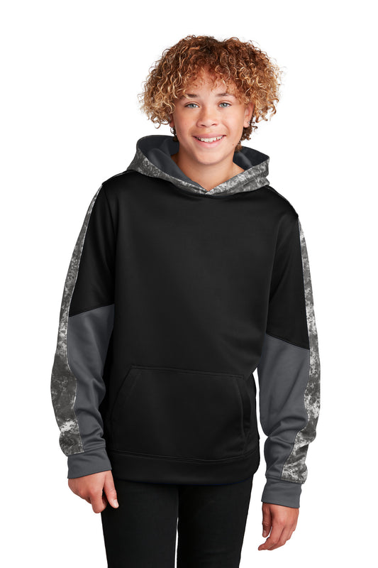 Sport-Tek® Youth Sport-Wick® Mineral Freeze Fleece Colorblock Hooded Pullover