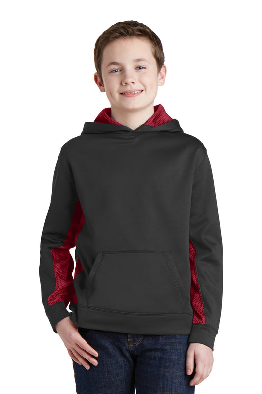 Sport-Tek® Youth Sport-Wick® CamoHex Fleece Colorblock Hooded Pullover