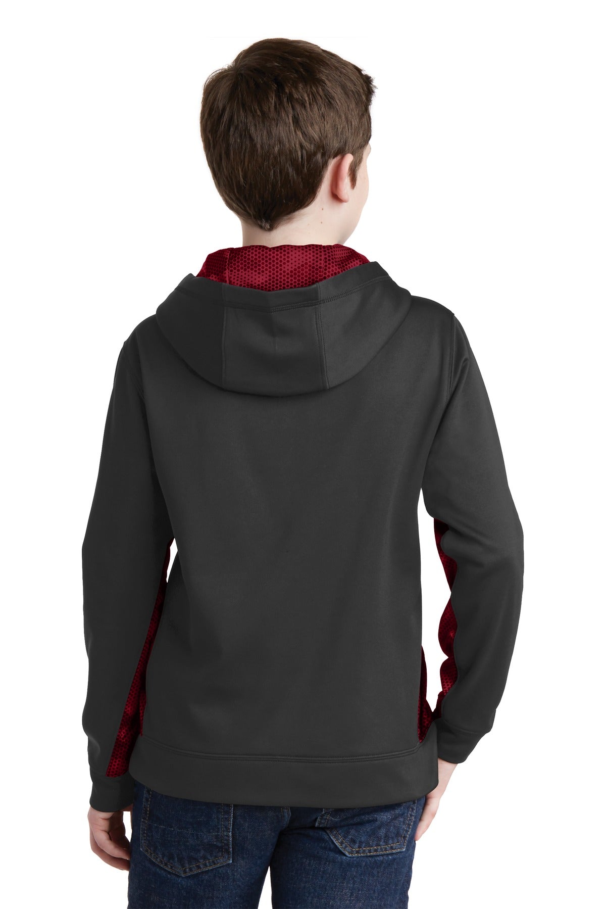 Sport-Tek® Youth Sport-Wick® CamoHex Fleece Colorblock Hooded Pullover