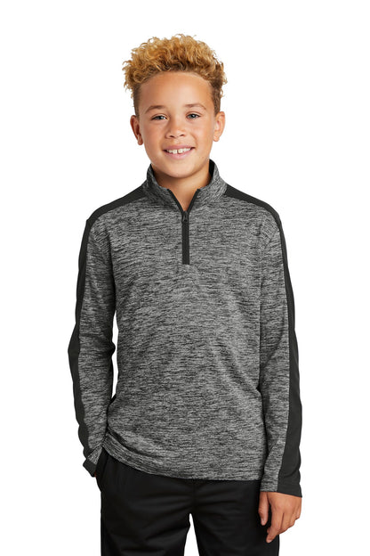 DISCONTINUED - Sport-Tek® Youth PosiCharge® Electric Heather Colorblock 1/4-Zip Pullover - SKU YST397