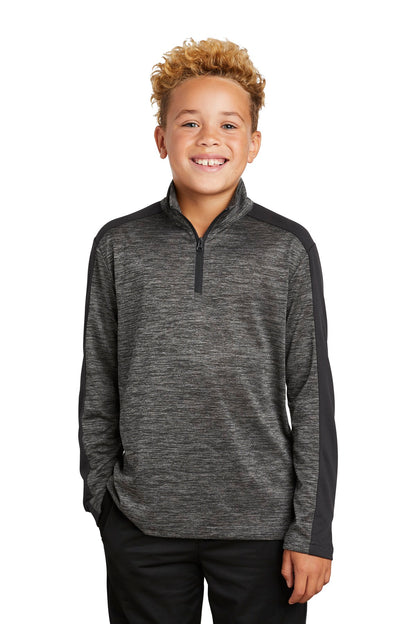 DISCONTINUED - Sport-Tek® Youth PosiCharge® Electric Heather Colorblock 1/4-Zip Pullover - SKU YST397