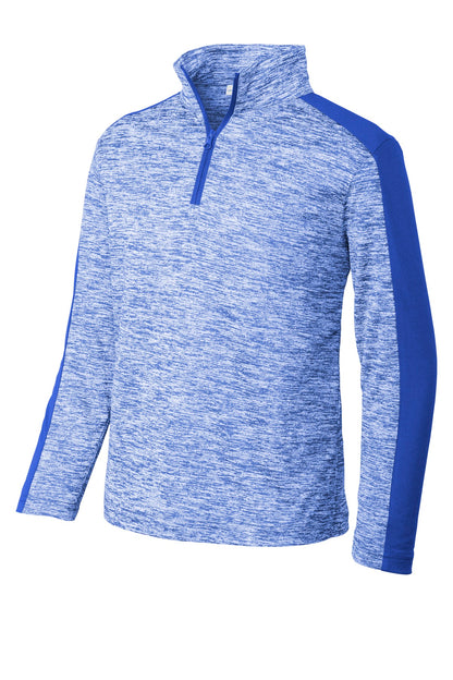 DISCONTINUED - Sport-Tek® Youth PosiCharge® Electric Heather Colorblock 1/4-Zip Pullover - SKU YST397